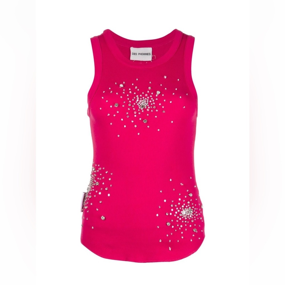 Des Phemmes Rhinestone Tank Top